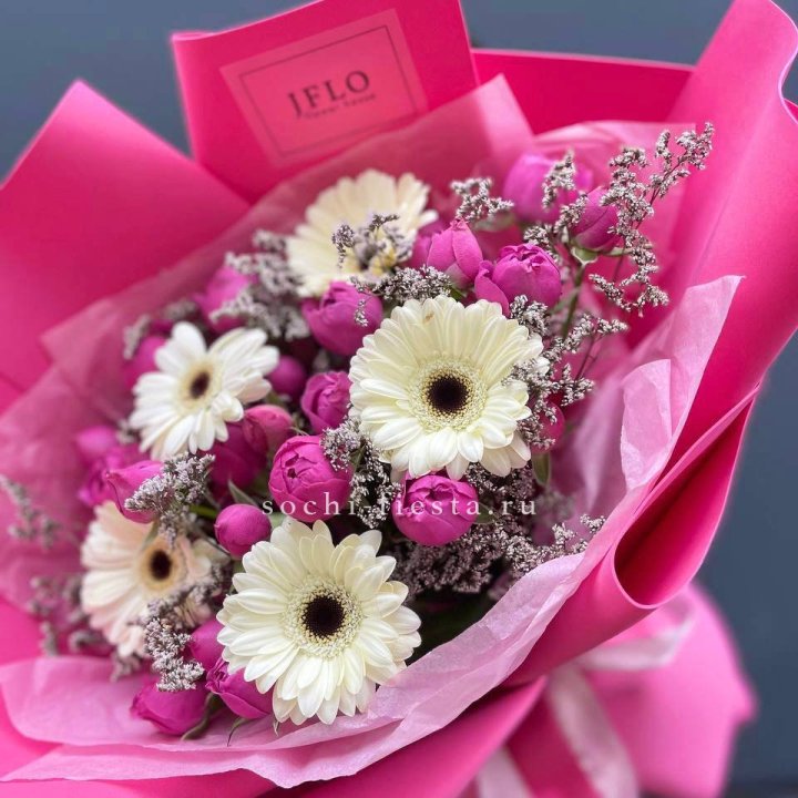 Букет гербер и мисти бабблс  в Ставрополи