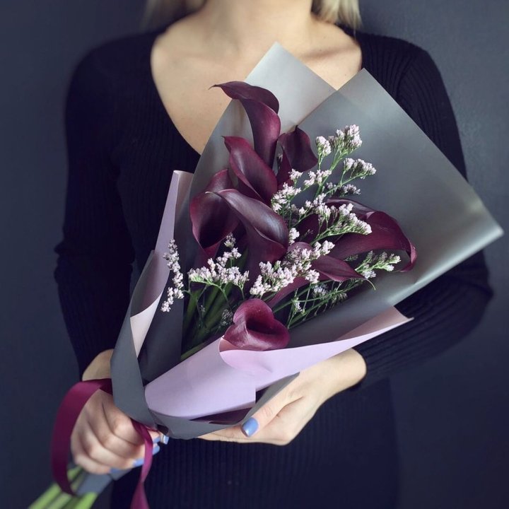 Букет фиолетовых калл в Ставрополи