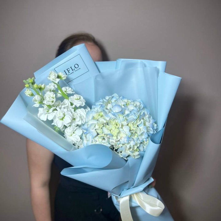 Гортензия голубая с маттиолой в Ставрополи