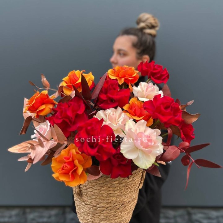 Авторский бокс "Роксана" в джутовом кашпо в Ставрополи