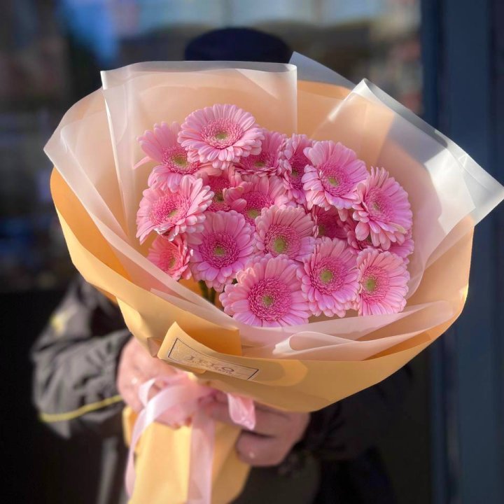 17 розовых гербер  в Ставрополи