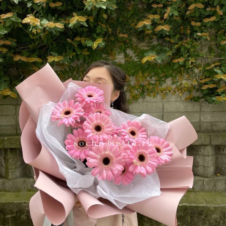 13 розовых гербер в Ставрополи