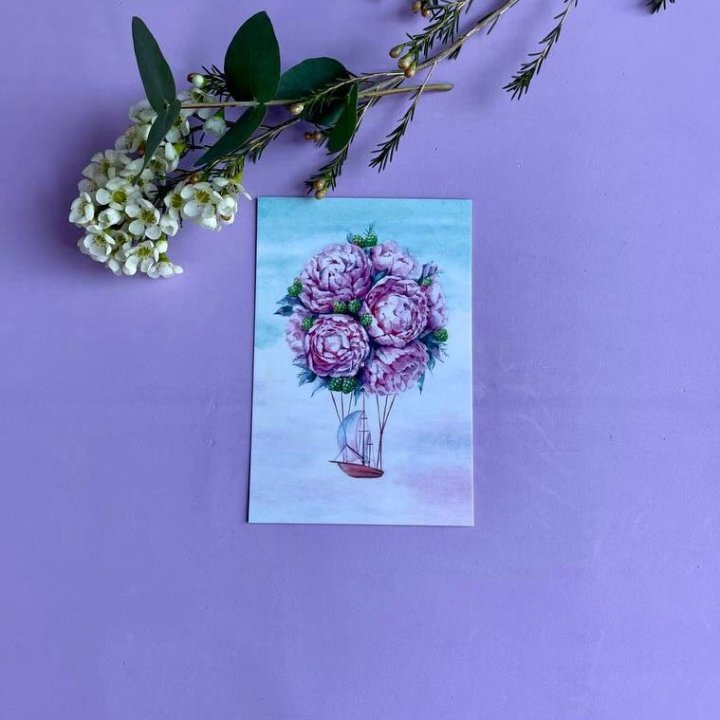 Открытка к букету "Пион" в Ставрополи