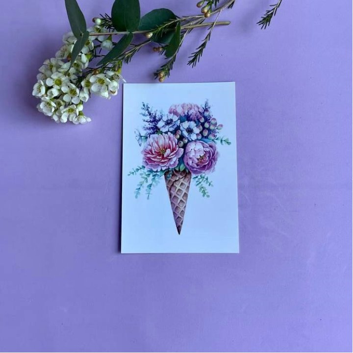 Открытка к букету "Цветочно-кремовый" в Ставрополи