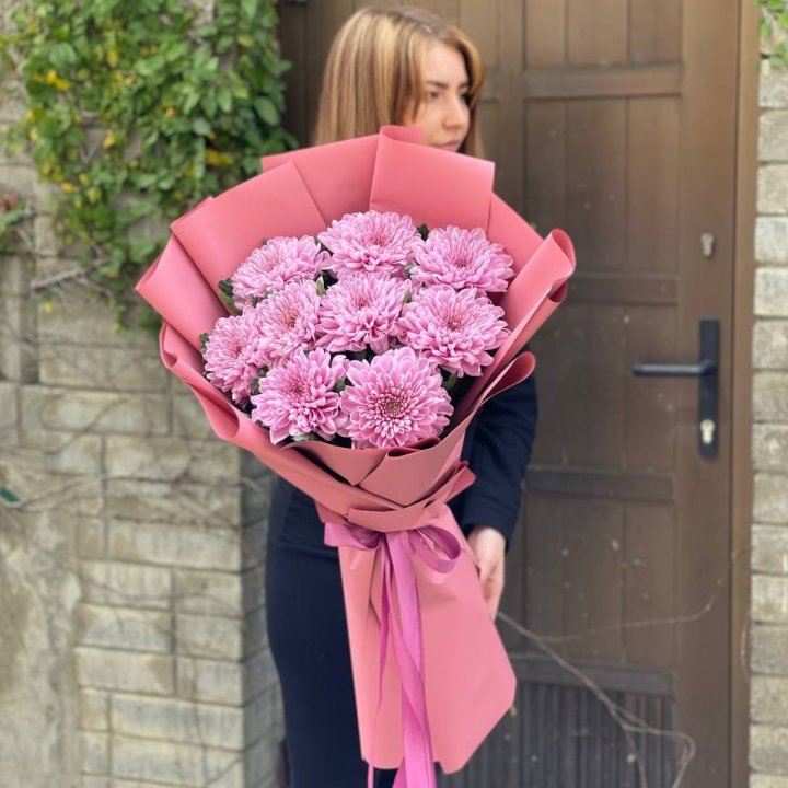 Букет хризантем розовый в Ставрополи
