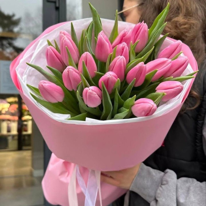 19 розовых тюльпанов в Ставрополи