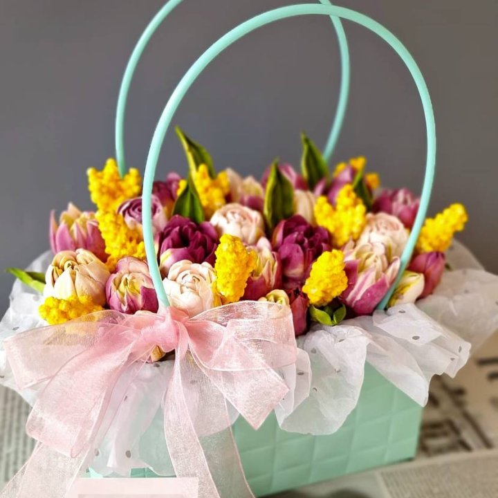 Тюльпаны в сумочке из зефира в Ставрополи
