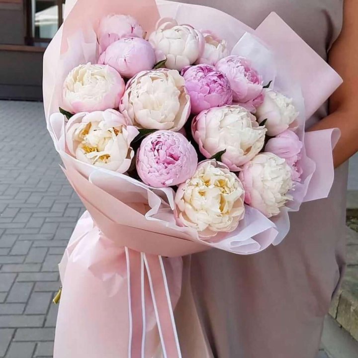 Букет пионов "Маршмелоу" в Ставрополи