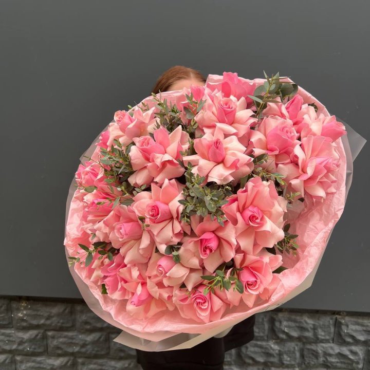  25 розовых французских роз в Ставрополи