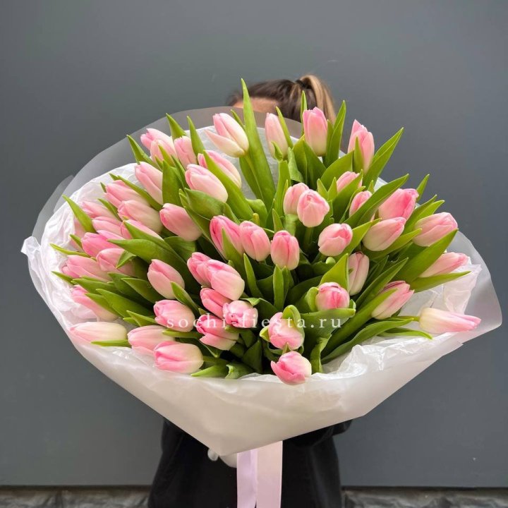Букет тюльпанов нежно-розовых в Ставрополи